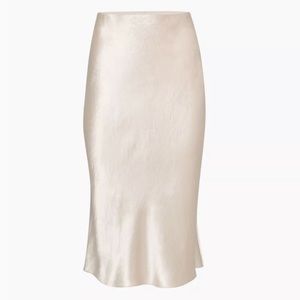 aritzia midi satin cream skirt